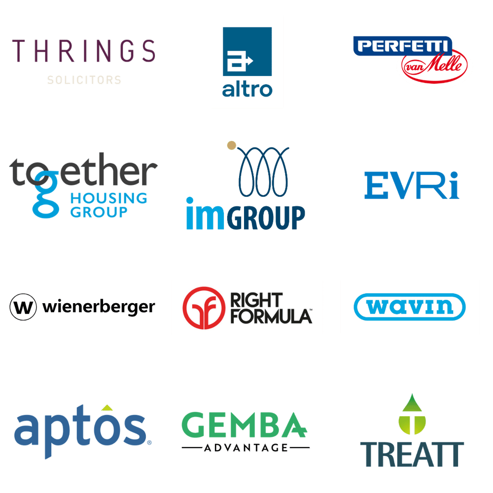 3 by 4 grid of FlexGenius client logos