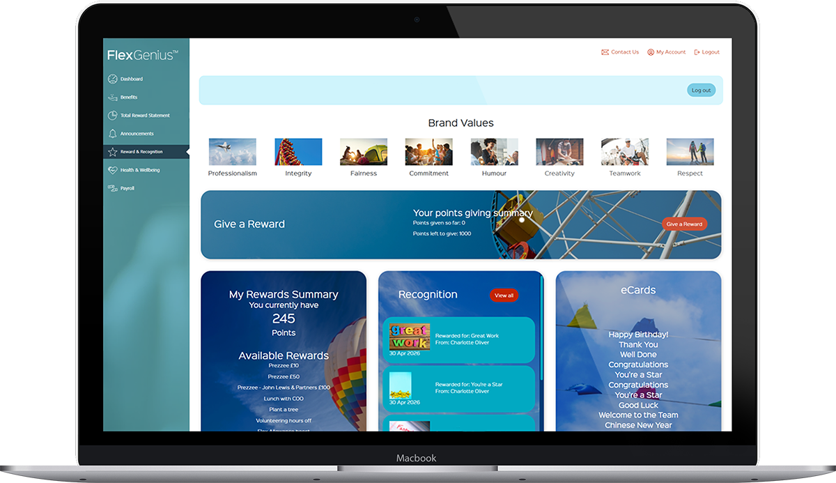 FlexGenius reward and recognition module
